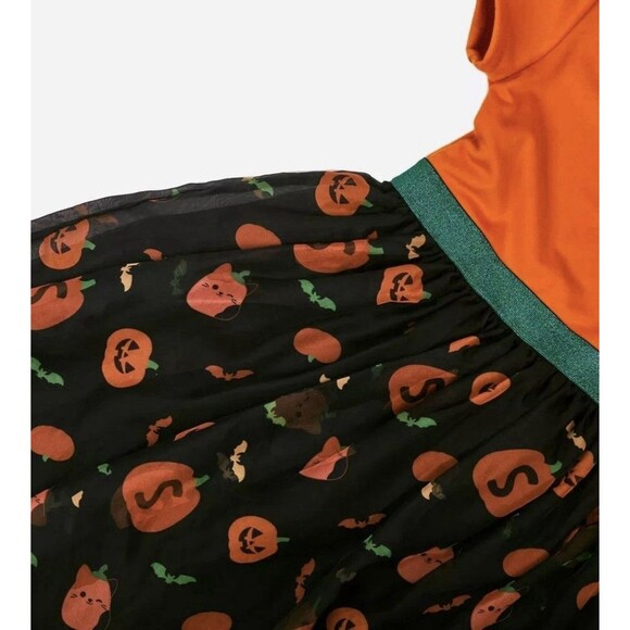 Squishmallows Orange & Black Pumpkin Cat Hooded Cosplay Halloween Dress S(6-7) - Picture 4 of 7